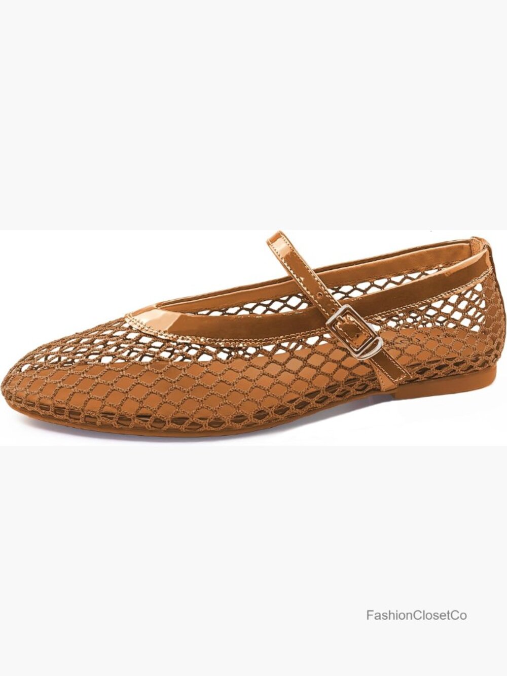 Mesh Ballet Flats Fishnet Ballerina Flat Shoes Buckle Strap Mary Jane Office